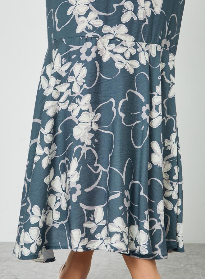 ستايلي فستان طويل بلا أكمام بحافة ميرميد وطبعة زهور للنساء - Image 3